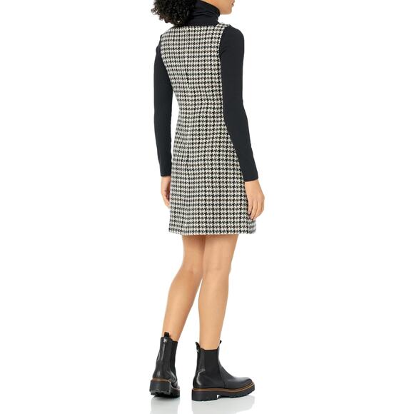 Theory High Square Neck Mini Dress 100% Wool Houndstooth Preppy Chic Office Sz 0 - Picture 3 of 10
